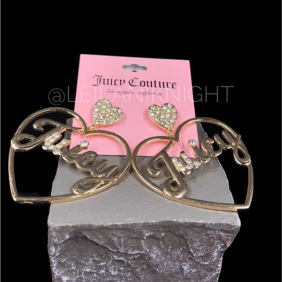 Juicy Couture GT Crystal Heart Logo Earrings - Picture 8 of 9